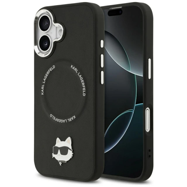 Чехол Karl Lagerfeld Choupette Pin для iPhone 17 Black with MagSafe (KLHMP17SPSMLRCHK)
