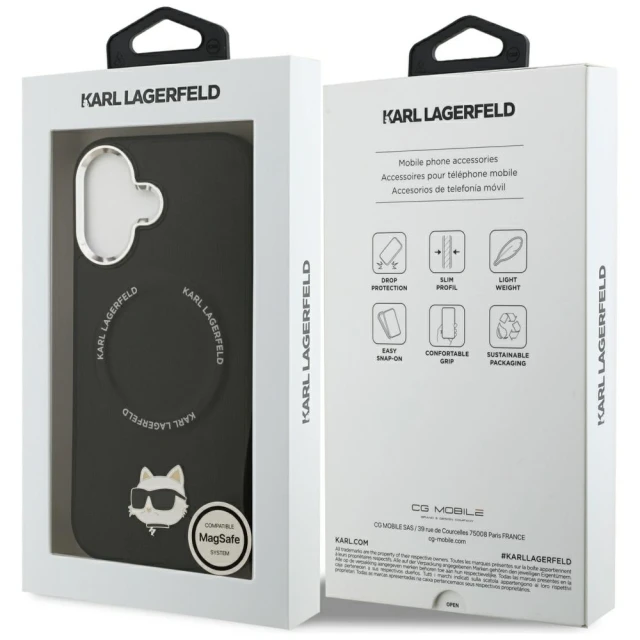 Чехол Karl Lagerfeld Choupette Pin для iPhone 17 Black with MagSafe (KLHMP17SPSMLRCHK)
