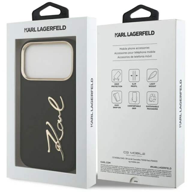 Чохол Karl Lagerfeld Karl Script Logo для iPhone 17 Pro Black (KLHCP17LPSKMGVK)