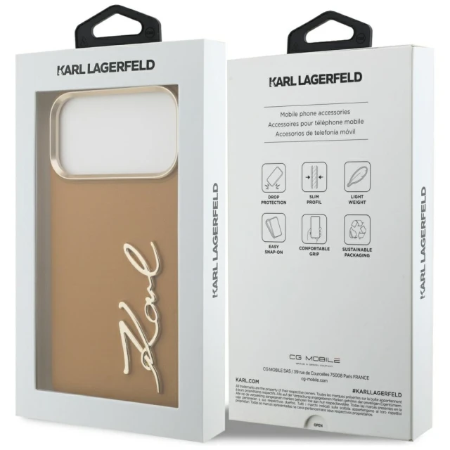 Чехол Karl Lagerfeld Karl Script Logo для iPhone 17 Pro Max Brown (KLHCP17XPSKMGVW)