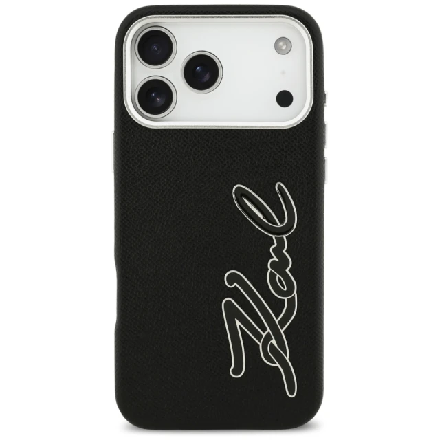 Чохол Karl Lagerfeld FW Grained Signature Logo для iPhone 17 Pro Max Black (KLHCP17XPGFKSRSK)