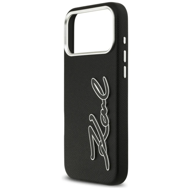 Чохол Karl Lagerfeld FW Grained Signature Logo для iPhone 17 Pro Max Black (KLHCP17XPGFKSRSK)