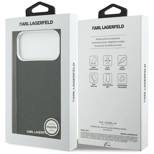 Чохол Karl Lagerfeld FW Stamped Karl для iPhone 17 Pro Max Black with MagSafe (KLHMP17XPGKLFOFK)