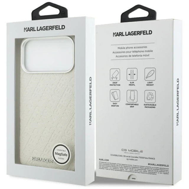 Чохол Karl Lagerfeld FW Stamped Karl для iPhone 17 Pro Max Beige with MagSafe (KLHMP17XPGKLFOFE)