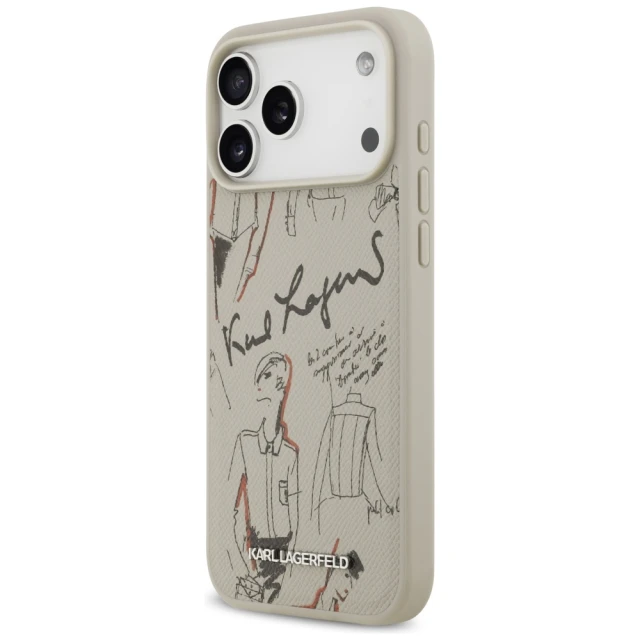 Чохол Karl Lagerfeld Grained Pattern & Logo для iPhone 17 Pro Max Gray with MagSafe (KLHMP17XPGGRMPKG)