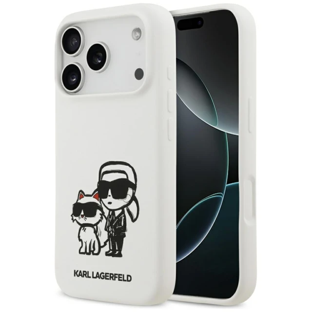 Чохол Karl Lagerfeld Silicone K&C Sketch & Logo для iPhone 17 Pro White with MagSafe (KLHMP17LSKCGRGOH)