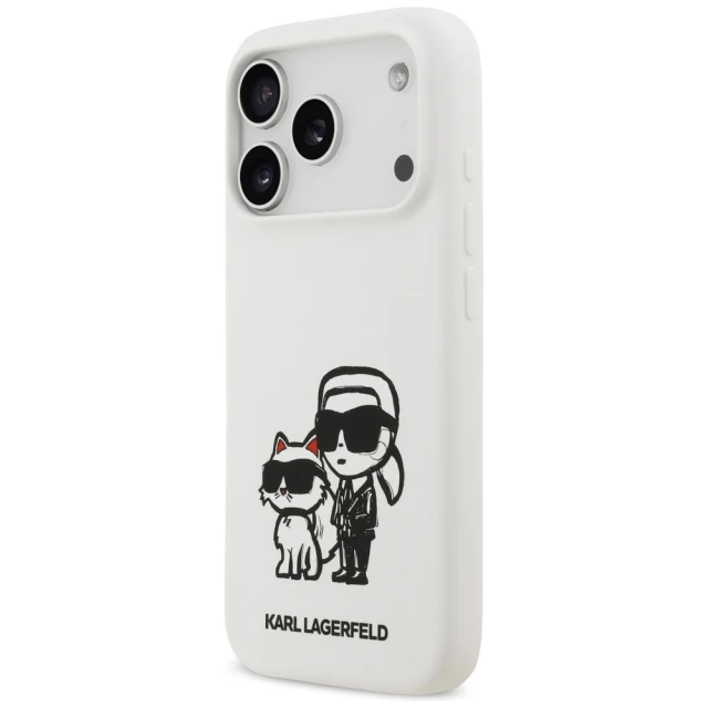 Чохол Karl Lagerfeld Silicone K&C Sketch & Logo для iPhone 17 Pro White with MagSafe (KLHMP17LSKCGRGOH)