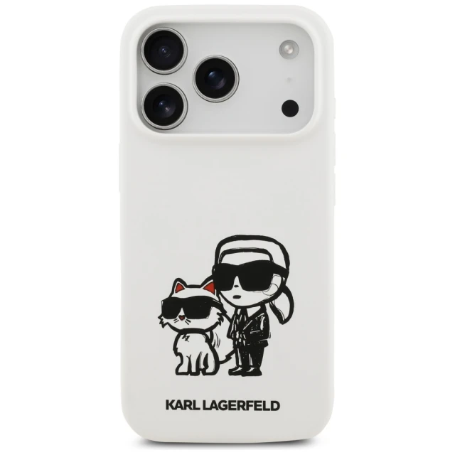 Чохол Karl Lagerfeld Silicone K&C Sketch & Logo для iPhone 17 Pro White with MagSafe (KLHMP17LSKCGRGOH)