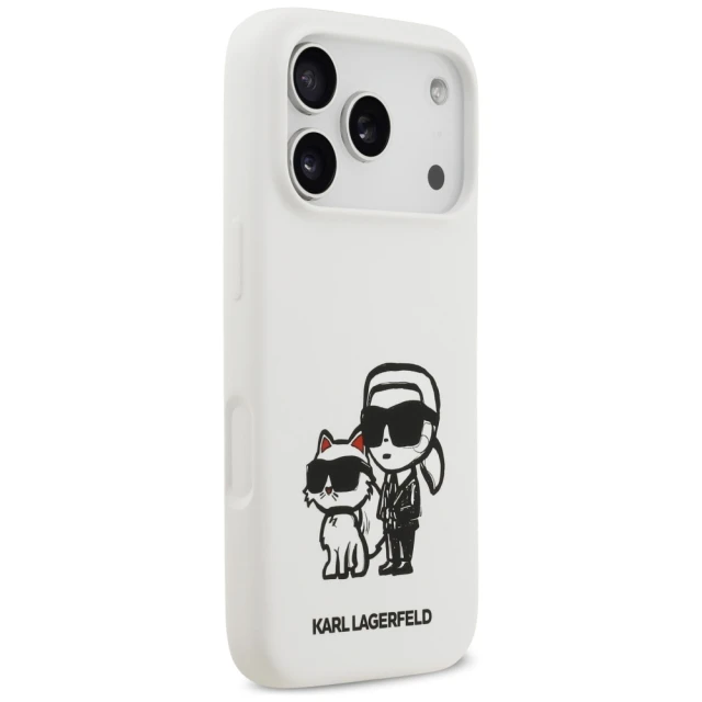 Чохол Karl Lagerfeld Silicone K&C Sketch & Logo для iPhone 17 Pro White with MagSafe (KLHMP17LSKCGRGOH)