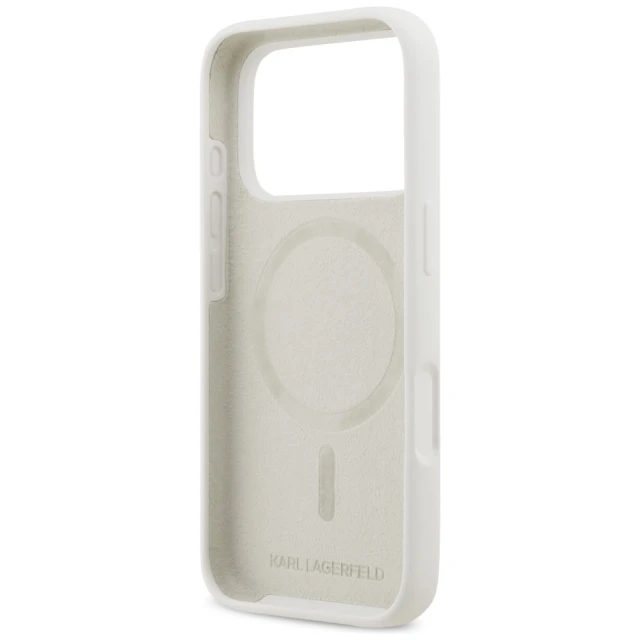 Чохол Karl Lagerfeld Silicone K&C Sketch & Logo для iPhone 17 Pro White with MagSafe (KLHMP17LSKCGRGOH)