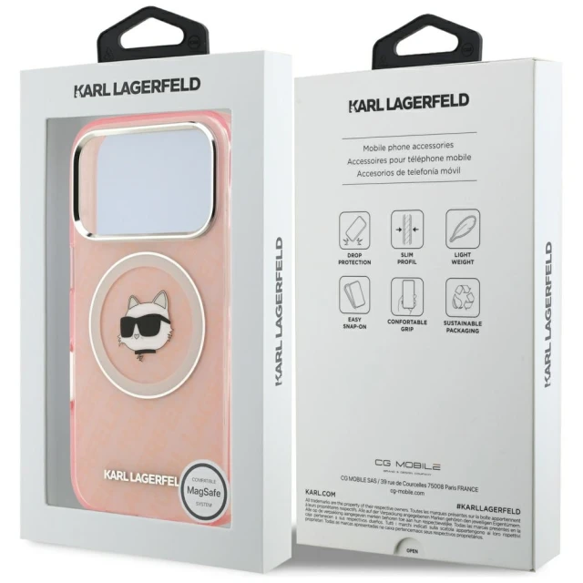 Чохол Karl Lagerfeld IML Choupette Head Logo для iPhone 17 Pro Max Pink with MagSafe (KLHMP17XHMKBCHOP)