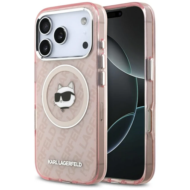 Чохол Karl Lagerfeld IML Choupette Head Logo для iPhone 17 Pro Max Pink with MagSafe (KLHMP17XHMKBCHOP)