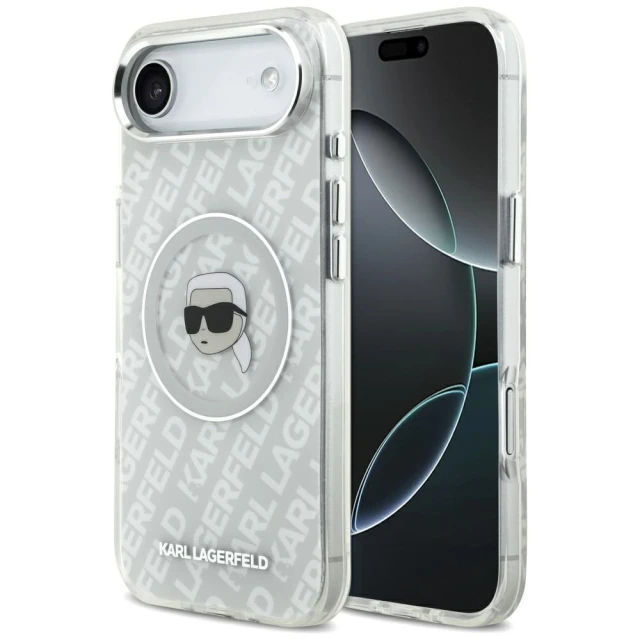 Чохол Karl Lagerfeld IML Karl Head Logo для iPhone 17 Air Gray with MagSafe (KLHMP17MHMKBKHOG)