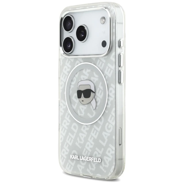 Чохол Karl Lagerfeld IML Karl Head Logo для iPhone 17 Pro Gray with MagSafe (KLHMP17LHMKBKHOG)