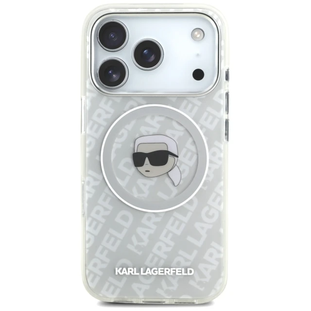 Чохол Karl Lagerfeld IML Karl Head Logo для iPhone 17 Pro Gray with MagSafe (KLHMP17LHMKBKHOG)