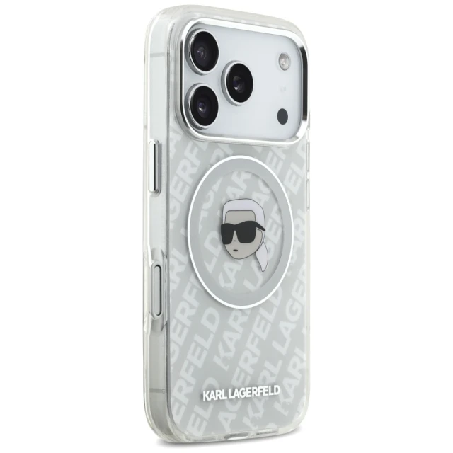 Чохол Karl Lagerfeld IML Karl Head Logo для iPhone 17 Pro Gray with MagSafe (KLHMP17LHMKBKHOG)