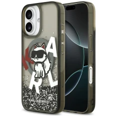 Чехол Karl Lagerfeld Liquid Glitter Choupette Logo для iPhone 17 Black with MagSafe (KLHMP17SLCHSCTDK)