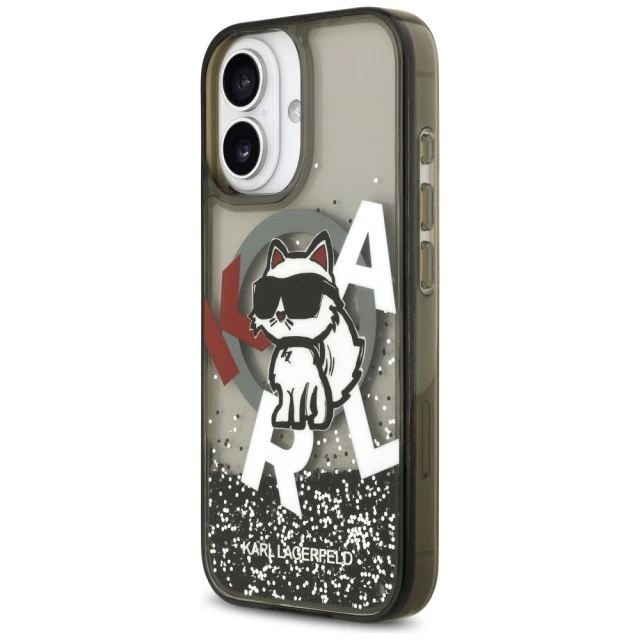 Чохол Karl Lagerfeld Liquid Glitter Choupette Logo для iPhone 17 Black with MagSafe (KLHMP17SLCHSCTDK)
