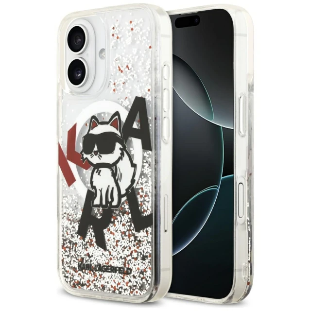 Чохол Karl Lagerfeld Liquid Glitter Choupette Logo для iPhone 17 Transparent with MagSafe (KLHMP17SLCHSCTDT)