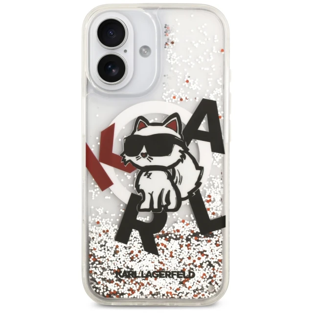 Чохол Karl Lagerfeld Liquid Glitter Choupette Logo для iPhone 17 Transparent with MagSafe (KLHMP17SLCHSCTDT)