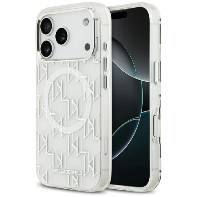 Чохол Karl Lagerfeld IML KL Monogram для iPhone 17 Pro White with MagSafe (KLHMP17LHMIKLMEH)