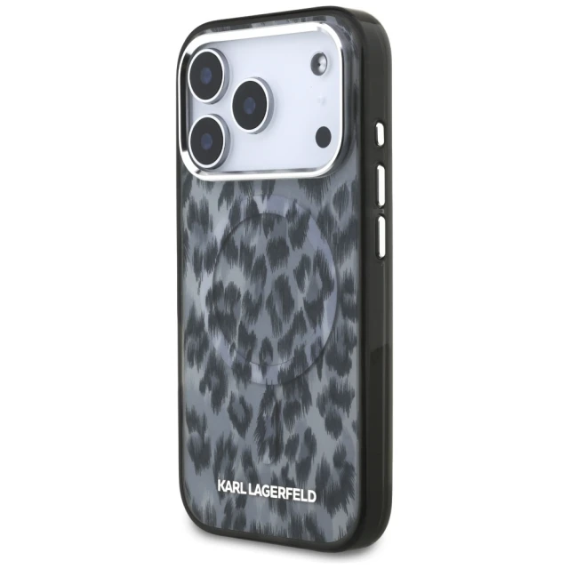 Чохол Karl Lagerfeld IML Leopard Pattern для iPhone 17 Pro Black with MagSafe (KLHMP17LHDLEOICK)