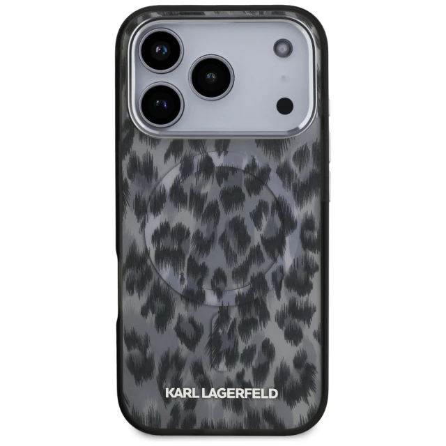 Чохол Karl Lagerfeld IML Leopard Pattern для iPhone 17 Pro Black with MagSafe (KLHMP17LHDLEOICK)