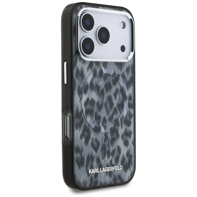 Чохол Karl Lagerfeld IML Leopard Pattern для iPhone 17 Pro Black with MagSafe (KLHMP17LHDLEOICK)
