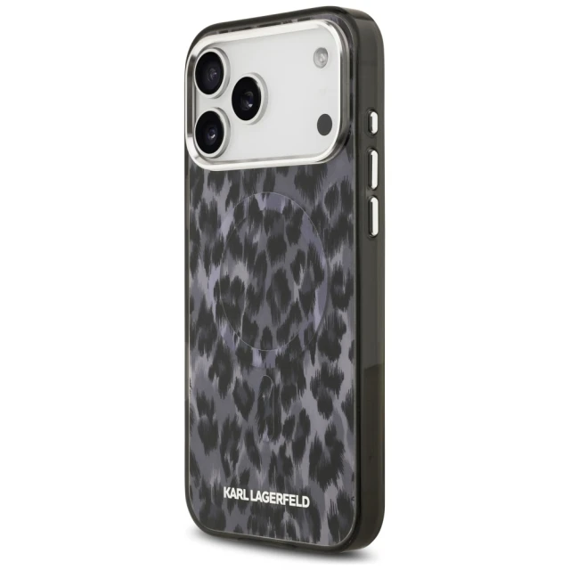 Чехол Karl Lagerfeld IML Leopard Pattern для iPhone 17 Pro Max Black with MagSafe (KLHMP17XHDLEOICK)