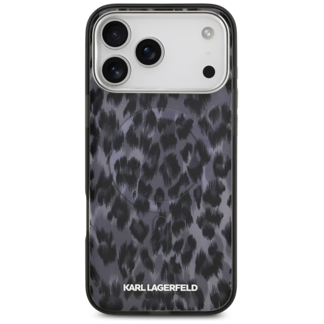 Чехол Karl Lagerfeld IML Leopard Pattern для iPhone 17 Pro Max Black with MagSafe (KLHMP17XHDLEOICK)
