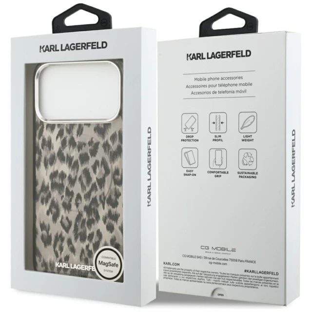 Чохол Karl Lagerfeld IML Leopard Pattern для iPhone 17 Pro Max Brown with MagSafe (KLHMP17XHDLEOICW)