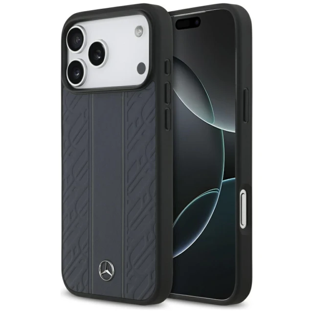Чохол Mercedes Leather Laurel Leaves Stripes для iPhone 17 Pro Max Blue with MagSafe (MEHMP17X25RLDLVB)