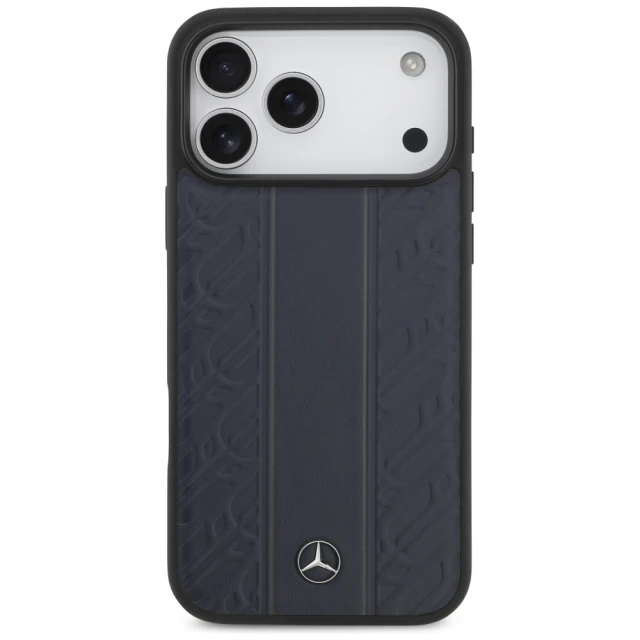 Чохол Mercedes Leather Laurel Leaves Stripes для iPhone 17 Pro Max Blue with MagSafe (MEHMP17X25RLDLVB)