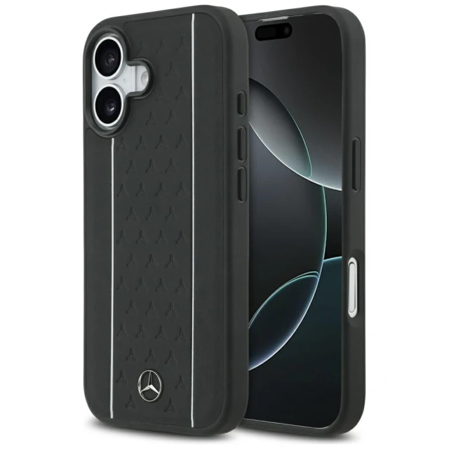 Чохол Mercedes Leather Star Pattern Stripes для iPhone 17 Black with MagSafe (MEHMP17S25RPSLKH)