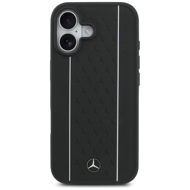 Чохол Mercedes Leather Star Pattern Stripes для iPhone 17 Black with MagSafe (MEHMP17S25RPSLKH)