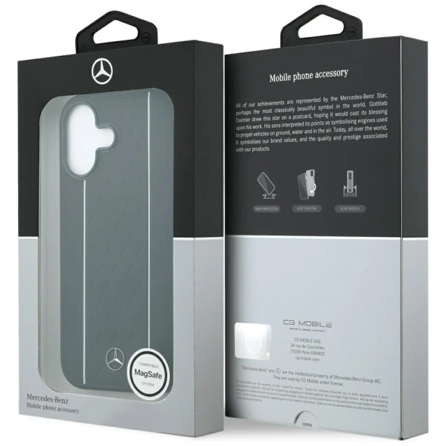 Чохол Mercedes Leather Star Pattern Stripes для iPhone 17 Black with MagSafe (MEHMP17S25RPSLKH)