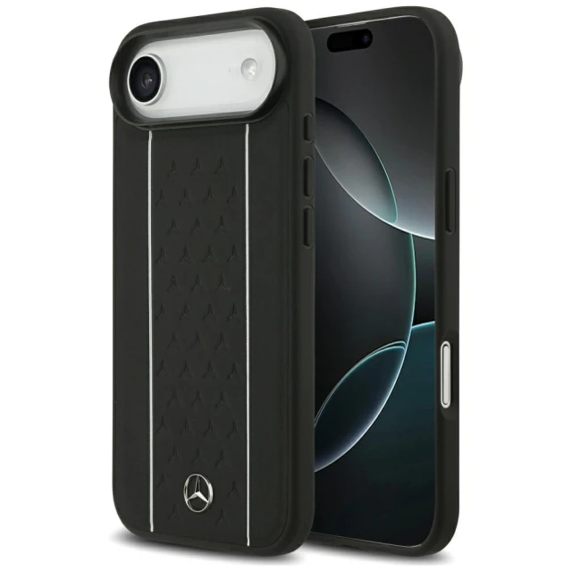 Чохол Mercedes Leather Star Pattern Stripes для iPhone 17 Air Black with MagSafe (MEHMP17M25RPSLKH)
