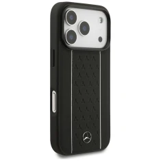Чехол Mercedes Leather Star Pattern Stripes для iPhone 17 Pro Black with MagSafe (MEHMP17L25RPSLKH)