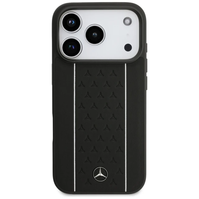 Чохол Mercedes Leather Star Pattern Stripes для iPhone 17 Pro Black with MagSafe (MEHMP17L25RPSLKH)