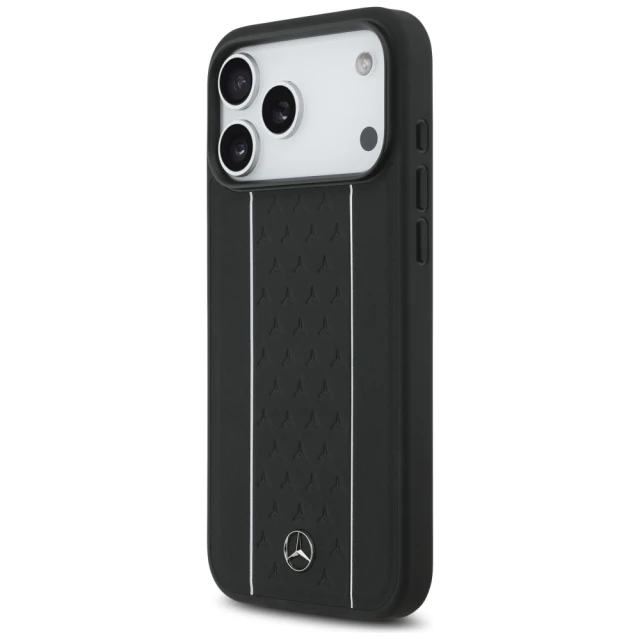 Чохол Mercedes Leather Star Pattern Stripes для iPhone 17 Pro Max Black with MagSafe (MEHMP17X25RPSLKH)