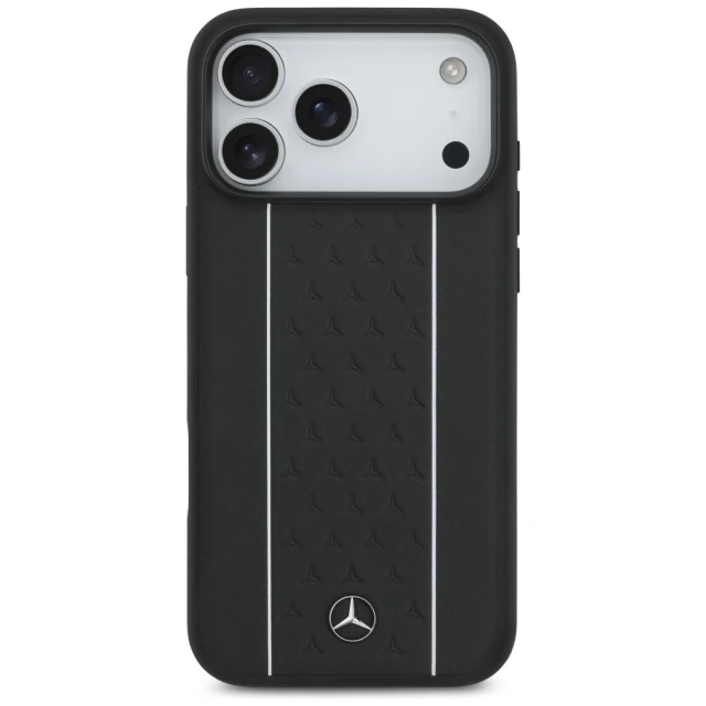 Чохол Mercedes Leather Star Pattern Stripes для iPhone 17 Pro Max Black with MagSafe (MEHMP17X25RPSLKH)