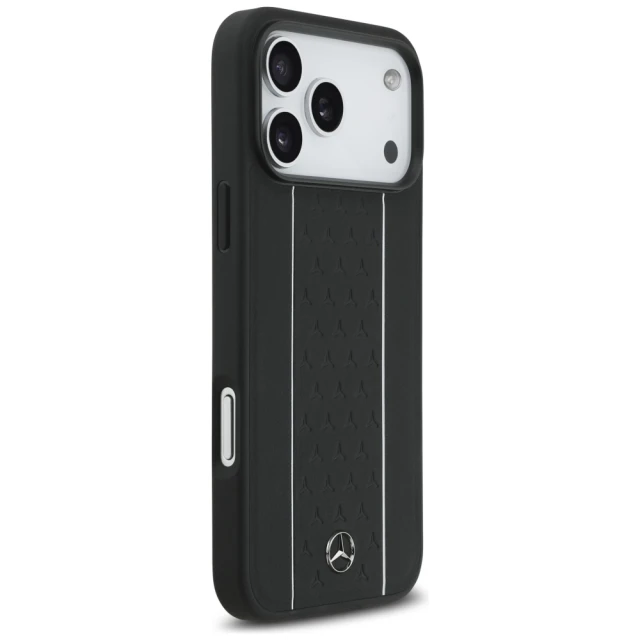 Чохол Mercedes Leather Star Pattern Stripes для iPhone 17 Pro Max Black with MagSafe (MEHMP17X25RPSLKH)