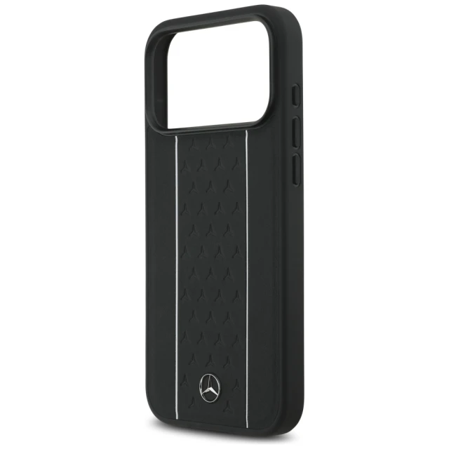 Чохол Mercedes Leather Star Pattern Stripes для iPhone 17 Pro Max Black with MagSafe (MEHMP17X25RPSLKH)