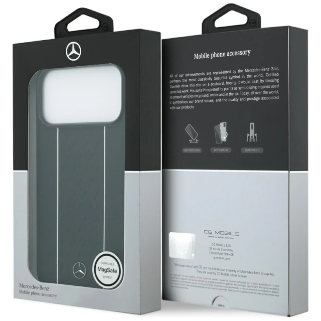 Чохол Mercedes Leather Star Pattern Stripes для iPhone 17 Pro Max Black with MagSafe (MEHMP17X25RPSLKH)