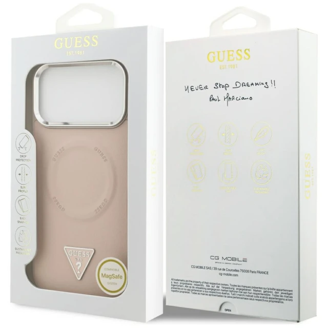 Чохол Guess Triangle Logo для iPhone 17 Pro Pink with MagSafe (GUHMP17LPSDTSCMP)