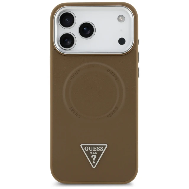 Чохол Guess Triangle Logo для iPhone 17 Pro Max Brown with MagSafe (GUHMP17XPSDTSCMW)
