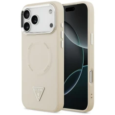 Чохол Guess Triangle Logo для iPhone 17 Pro Max Beige with MagSafe (GUHMP17XPSDTSCME)