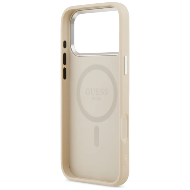 Чохол Guess Triangle Logo для iPhone 17 Pro Max Beige with MagSafe (GUHMP17XPSDTSCME)