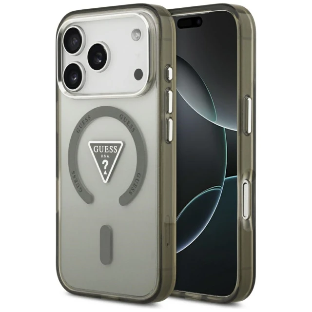 Чохол Guess IML Gradient Triangle Logo для iPhone 17 Pro Khaki with MagSafe (GUHMP17LHGTMLCGA)
