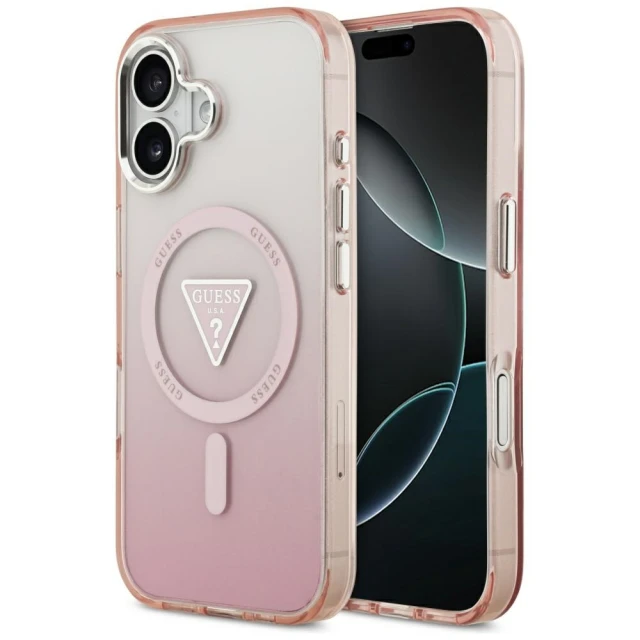 Чохол Guess IML Gradient Triangle Logo для iPhone 17 Pink with MagSafe (GUHMP17SHGTMLCGP)